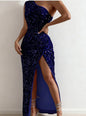2023 Sexy Strapless Mermaid Sequin Split Dress