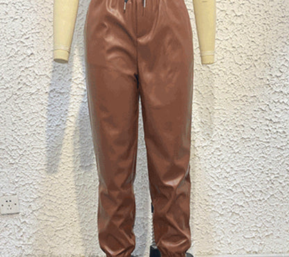 Women's Fashion Personality New Sexy PU Casual Pants