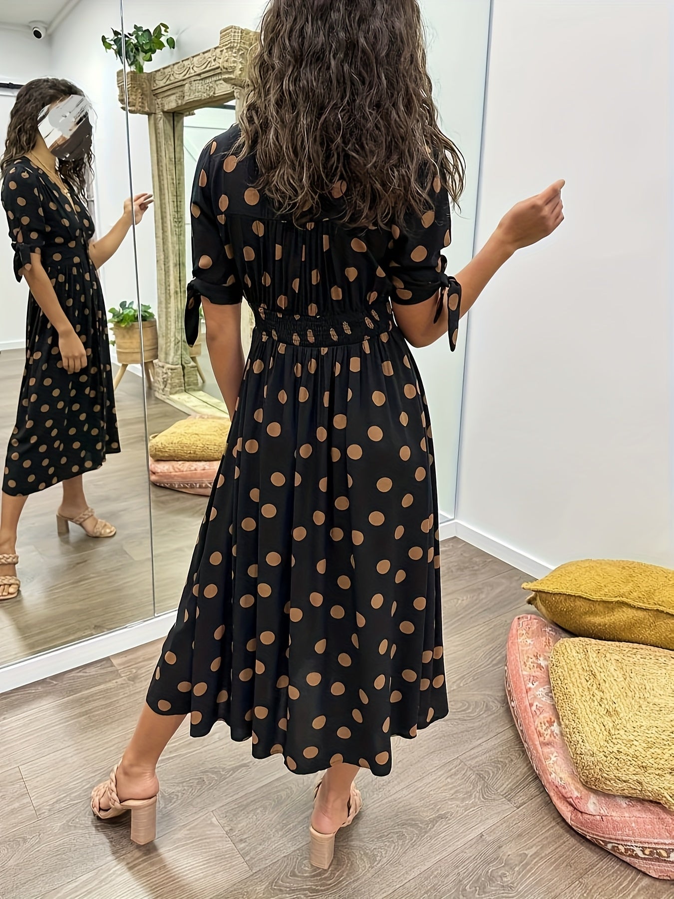 Nipa - Polka Dot V-Neck Dress