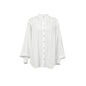 Simple Jacquard Top With A Stand-up Collar And Slightly Puffed Sleeves