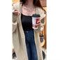 Korean Style Idle Style Hooded Long Below The Knee Knitted Cardigan For Women