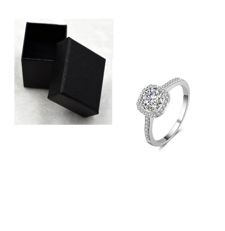 Luxury Square Cut Cubic Zirconia Engagement Ring - Sterling Silver Plated Wedding Band for Women