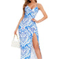 Women's Floral Print V-Neck Spaghetti Strap Midi Dress