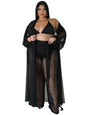 Women's Solid-Color Batwing-Sleeve Sexy Sheer Top And Pants Plus-Size Two-Piece Set