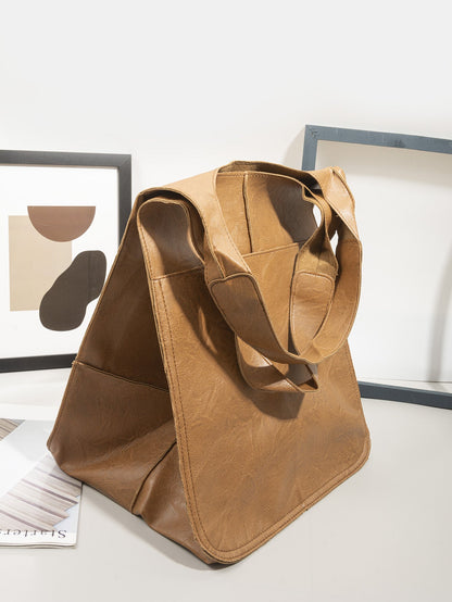 Vintage Large Capacity Handbags PU Soft Leather Big Bag Designer Luxury Women Shoulder Bag Beach On Vacation Woman Tote Bag