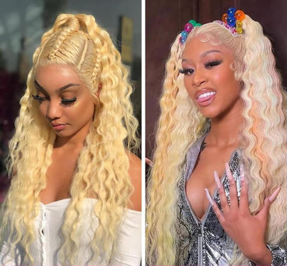 Human Hair Deep Wave 13x6 Hd Lace Frontal 250 Density Brazilian Pre Plucked Curly Wigs