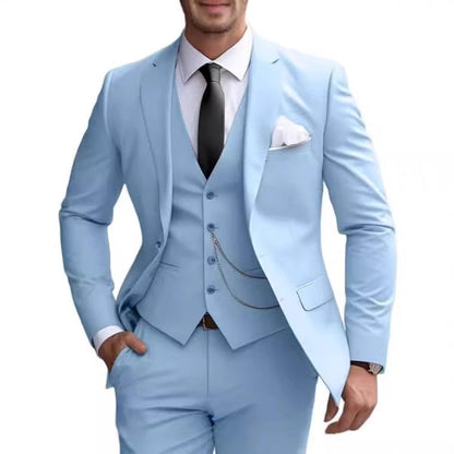 Men's Premium Slim Fit 3-Piece Business Suit - Formal Wedding Banquet Tuxedo Set