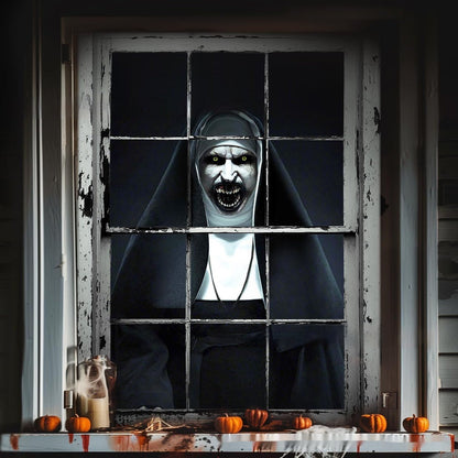 3D Holiday Window Cover Witch Halloween Window Cover