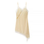 Silk Texture Sexy Lace Asymmetric Sling Dress