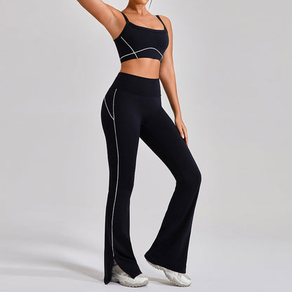 Outdoor Sports Yoga Suits Women's Spaghetti Strap Contrast Color Fitness Set Outfits