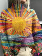 Christmas Abstract Print Casual Cardigan Coat