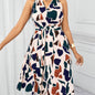 Elegant Geometric Print V-Neck Sleeveless Dress for Women