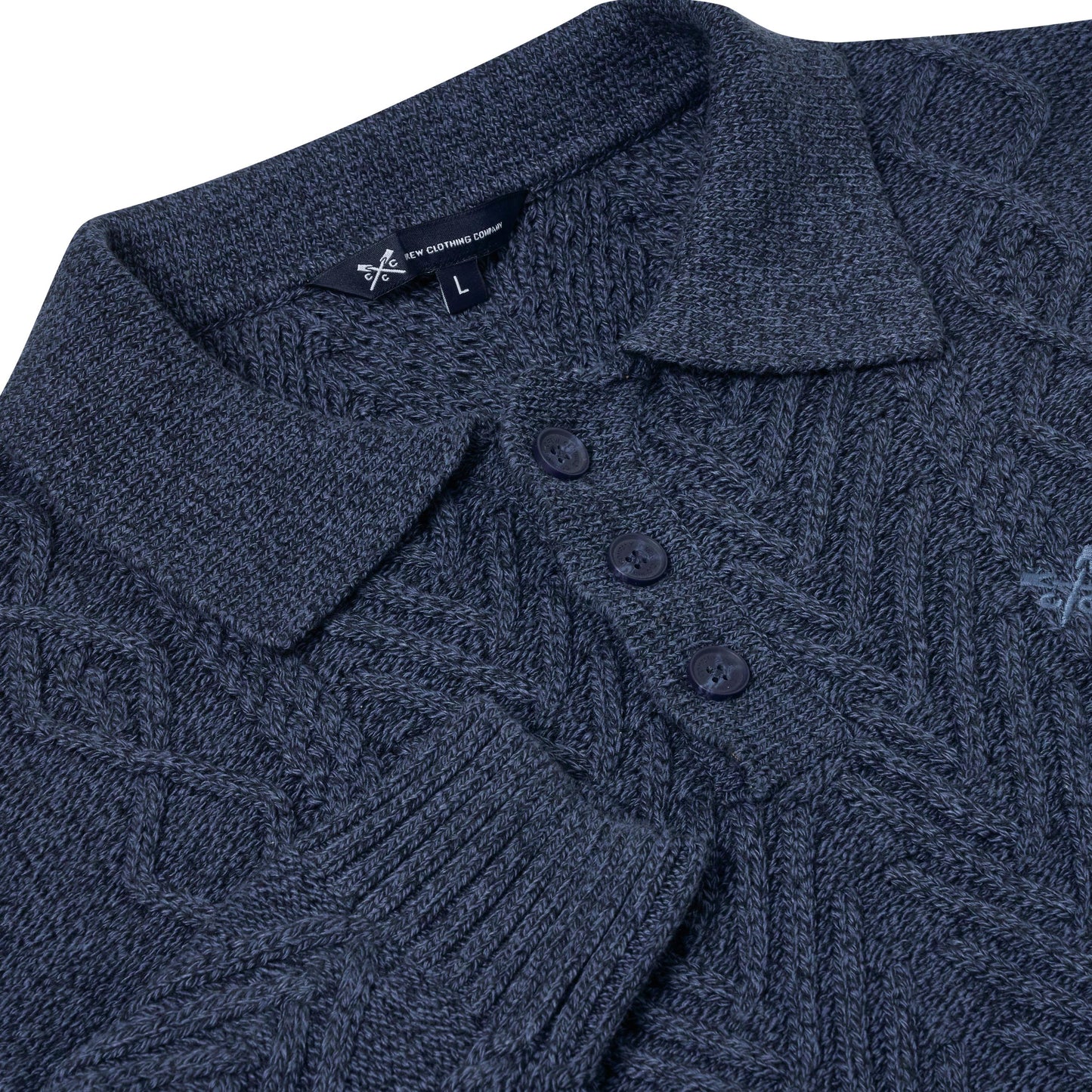 Crew Clothing Company Cable Knit Button Neck Jumper