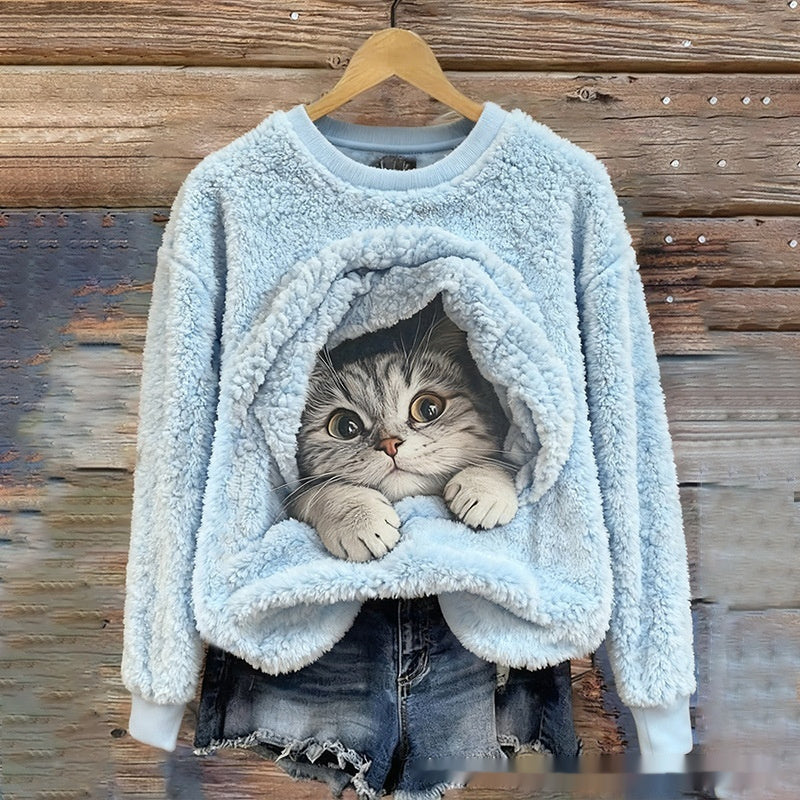 3D Digital Printed Flannel Sweatshirt Women