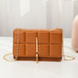 Plaid Embossed Small Square Bag Solid Color Tassel Big Chain Mobile Phone Bag