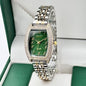 Diamond-encrusted Watch Barrel-shaped Dial Metal Bracelet Quartz Ladies' Watch