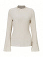 Long Sleeve Round Neck Brushed Sunken Stripe Solid Color Slim Fit Top