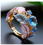 INS Flower Butterfly Ring With Rhinestones And Oil Dropping Design Fashion Personalized Jewelry For Women