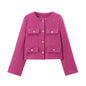 Multi-color Round Neck Casual Short Little Fragrance Style Blazer