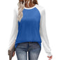 Long Sleeve Color Matching Casual All-match Round Neck T-shirt