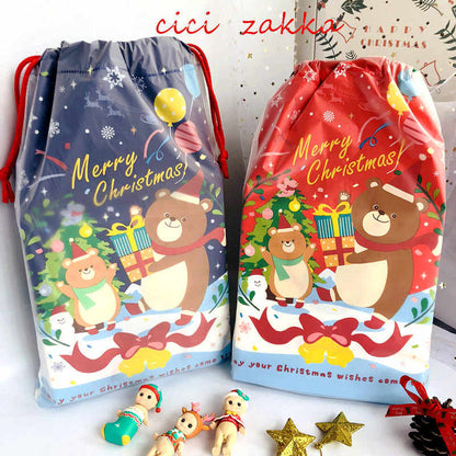 Japanese Style Christmas Drawstring Bear Bag