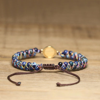 Retro Opal Natural Stone Bracelet, Double-layer Braided And Adjustable