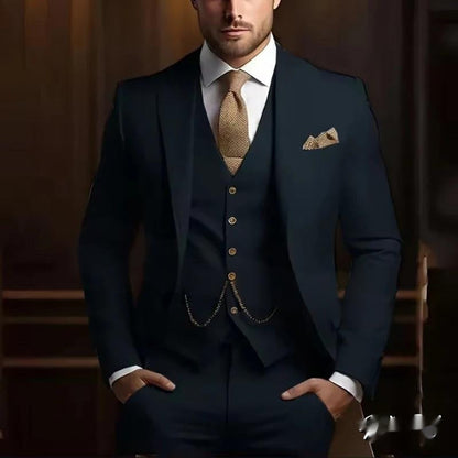 Men's Slim Fit Three-Piece Suit - Jacket, Vest & Trousers Set