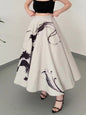 Vintage Three-layer Tulle Print Skirt