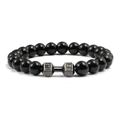 Turquoise Energy Healing Bracelet - Gun Black Barbell Bead Bracelet for Men & Women | Natural Stone Jewelry