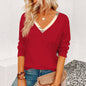 New Arrival Gold-colored V-neck Solid-color Casual Long-sleeve Outerwear Top