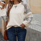 Loose Plaid Colorblock Round Neck Sweater