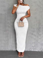 Textured Single Shoulder Bodycon Maxi Dress