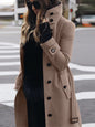 Women's Luxury Woolen Coat - Slim Fit Stand Collar Cardigan | Premium Winter Outerwear