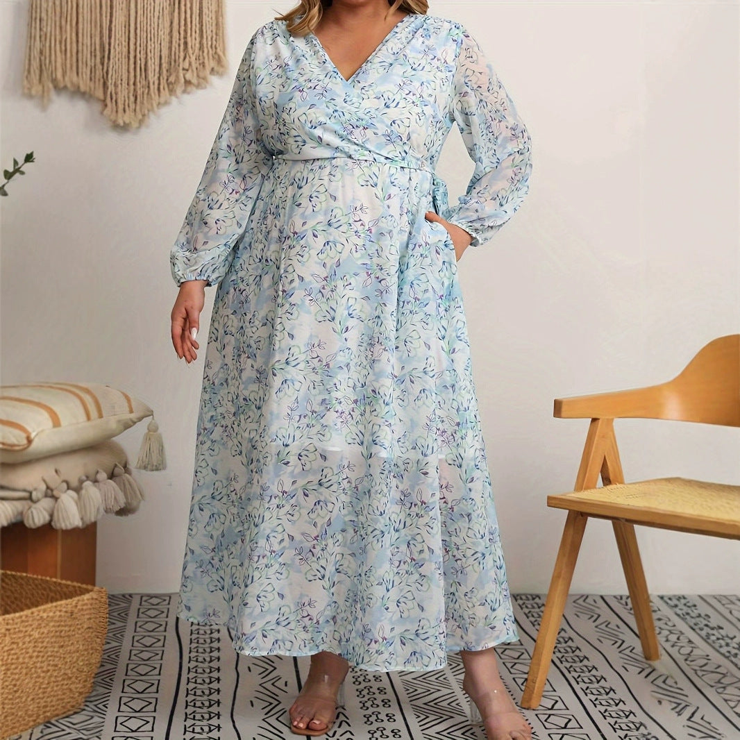 Wrap Long Floral Dress Women's Colorful