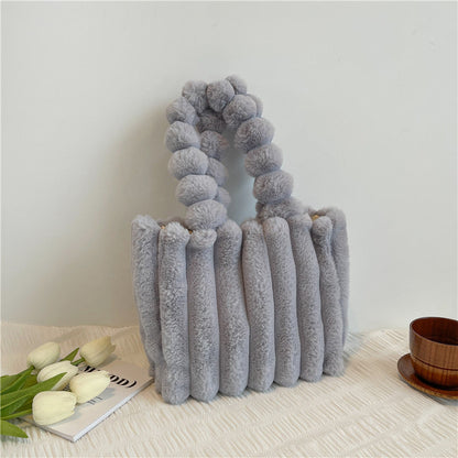 New Fashion One Shoulder Underarm Large Capacity Portable Plush Bag Women