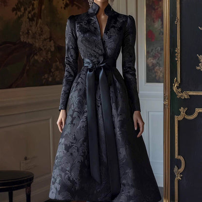 Elegant Spring And Autumn Long Sleeve Satin Party Dress