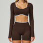 Seamless Color-blocking Yoga Set With Hollow Back And High-waist Fitness Wear