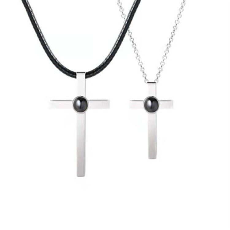 Cross Necklace Titanium Steel Couple Projection Pendant 520 Valentine's Day Gift For Boyfriend