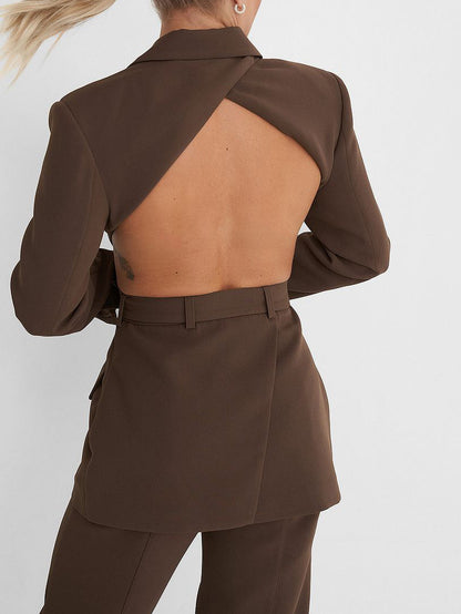 Cutout Open Back Lace-up Blazer