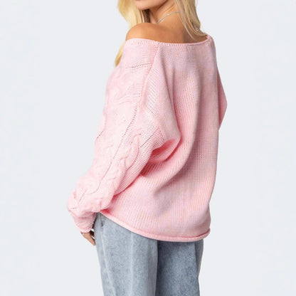 Women's V-neck Twist Knitted Pullover Sweater Blouse