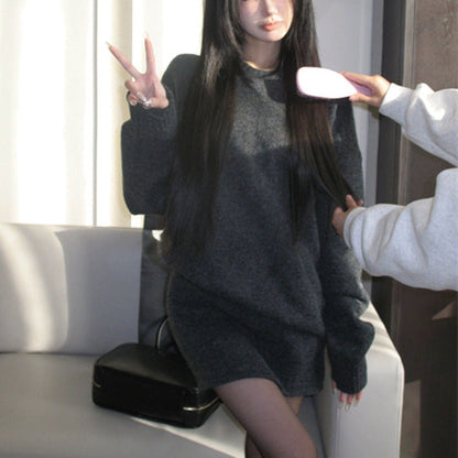 Knitting Suit Loose High Waist Shorts Short Skirt Two-piece Set