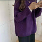 Thick Hemp Flowers Knitted Round Neck Sweater Retro Loose Top