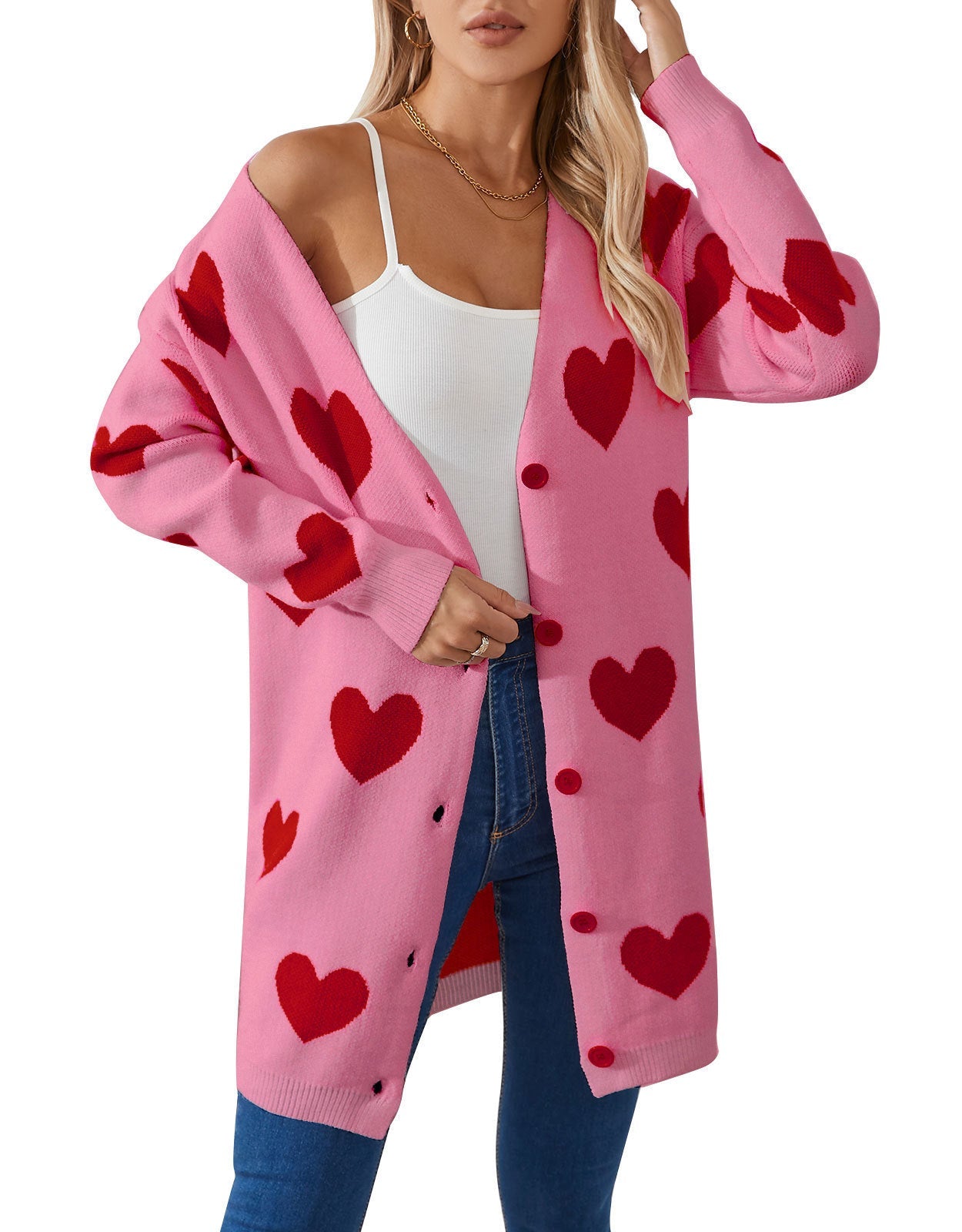 Fashion Love Mid-length Coat Sweater Women