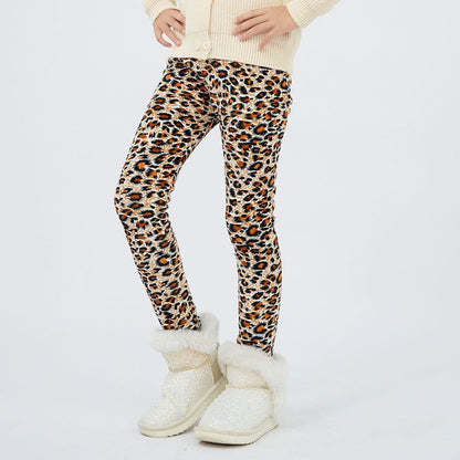 Girls' Autumn And Winter Thermal Base Medium And Large Printed Velvet