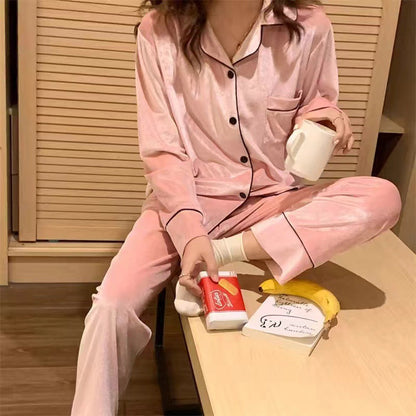 Casual Open-button Student Velvet Korean-style Warm Oversized Set