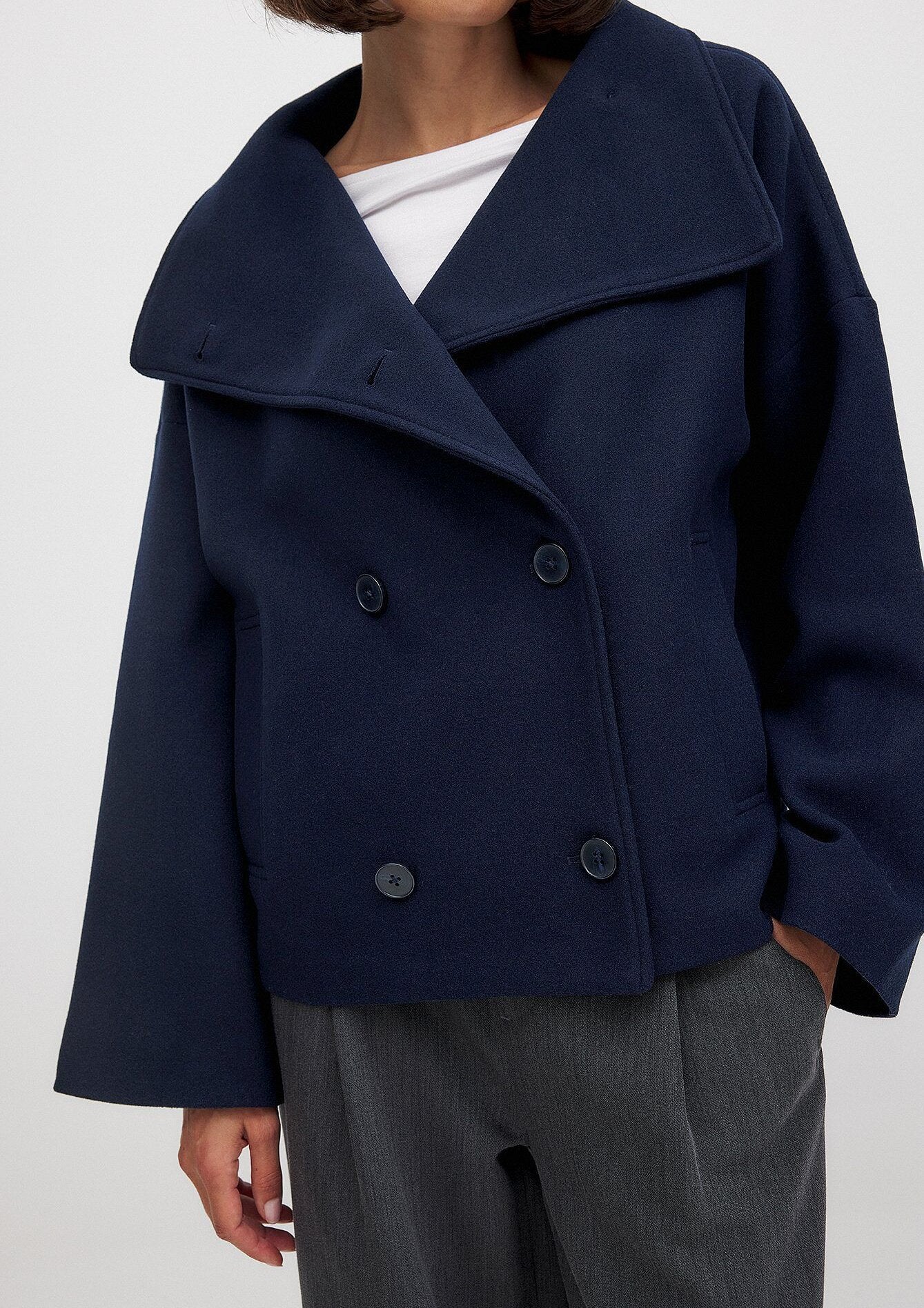 New Cross Border E  Commerce European & American Women's Fall  Winter High End Stylish Short Double  Faced Wool Blazer