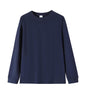 Solid-color Heavyweight Pure Cotton Crew-neck Long-sleeve T-shirt For Women