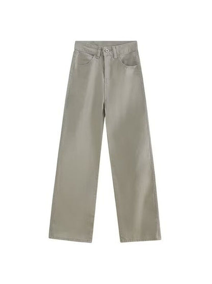 Solid Color Simple Straight Jeans For Women