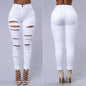 Women's High Waist Ripped Jeans - Distressed Skinny Denim Trousers | Casual Stretch Pencil Pants