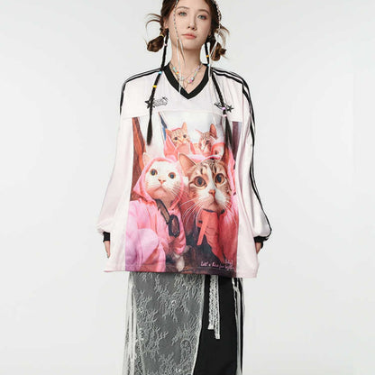 Women's Casual Printed American High-street Loose Top